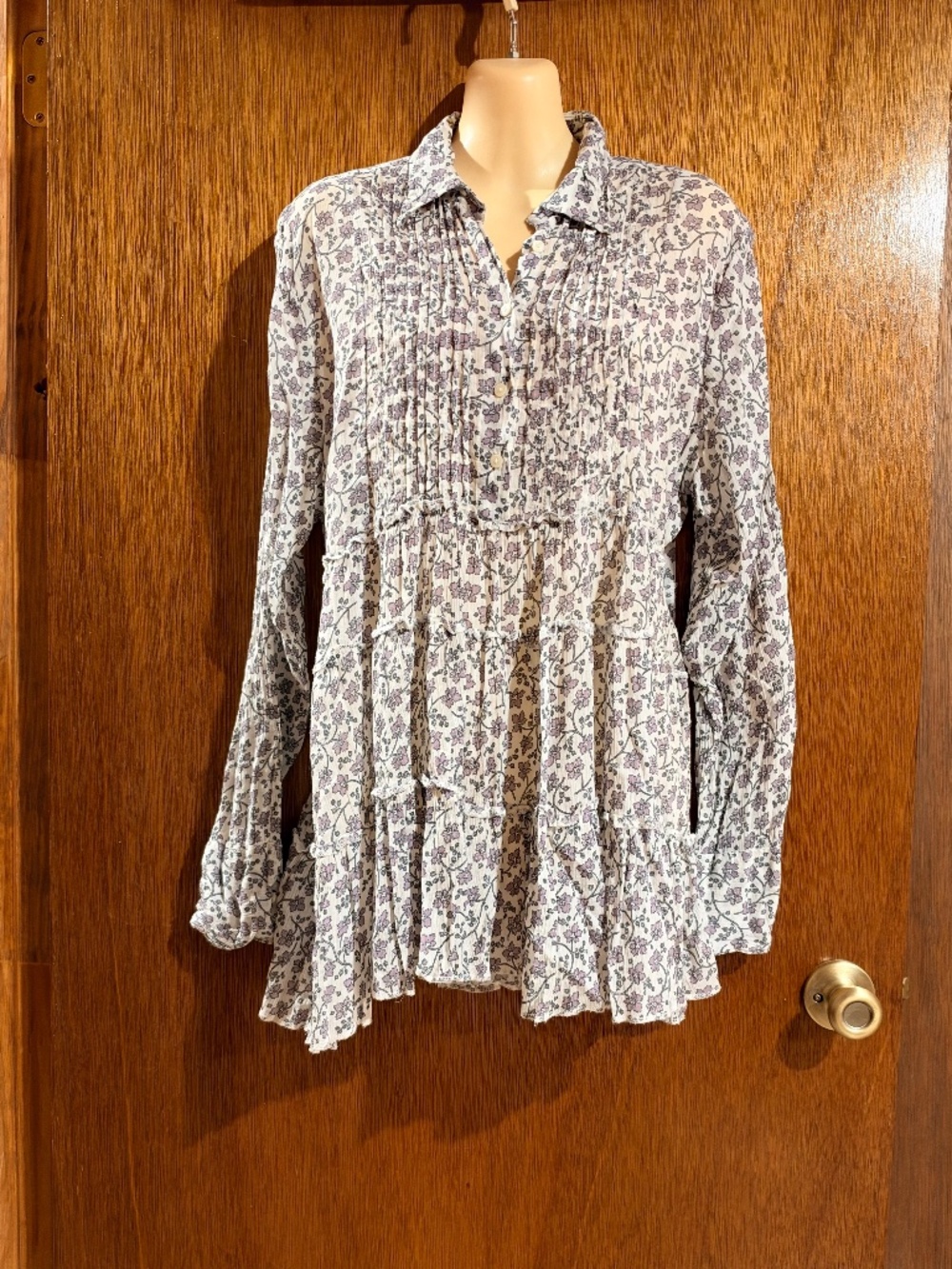 Ralph Lauren Supply Denim Flower Ruffle Top Women's XL